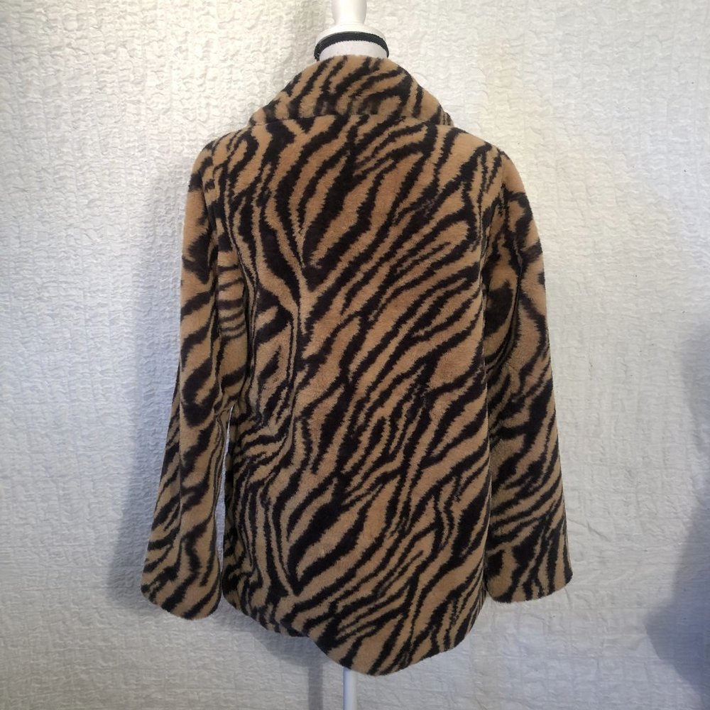 REVOLVE Faux Fur Tiger Stripe Coat in Tan and Black - Picture 8 of 8